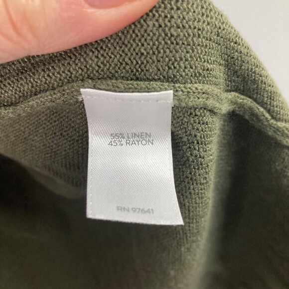Womens J Jill Linen Blend Button Cardigan Green M Tall Linen Rayon - Picture 7 of 9